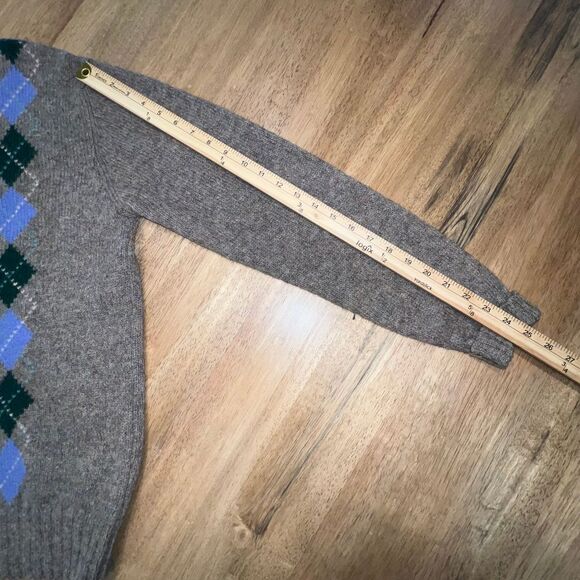 Argyle V-Neck Sweater - Gray with Multicolor Pattern - Picture 3 of 13